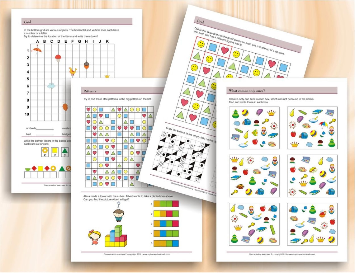 Concentration Exercises for Kids - Part 2 (age 8-12) | 39 Printable