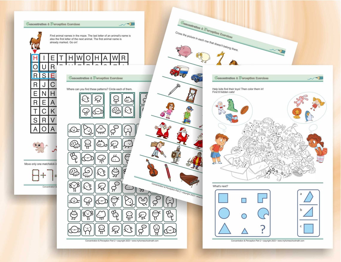 Concentration and Perception Exercises for Kids - Part 2 (age 8+) | 90 ...