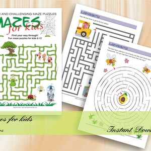 Fun and challenging Mazes for kids | 53 printable worksheets |Download Digital Printable Workbook