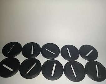 Imprimé 3D NOIR rond 30 mm SOCLES fente excentrée Plateau de table MINIATURE