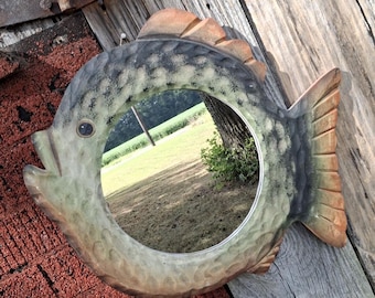 Vintage Wooden Fish Mirror