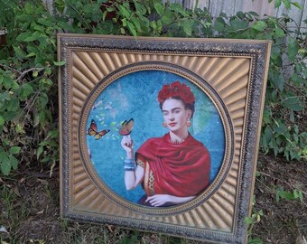 Vintage Framed Frida Kahlo Wall Portrait