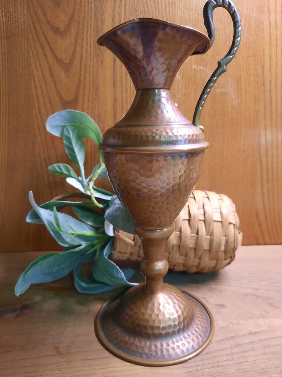 Antique Hammered Copper Fluted Pitcher Etsy