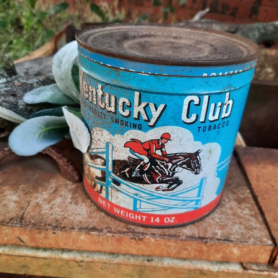 vintage kentucky club tobacco tin Vintage Kentucky Club Tobacco Tin, Equestrian Decor