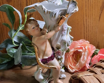 Vintage Porcelain Cupid Vase