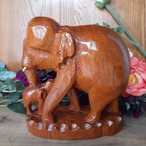 Wooden Elephant Figure