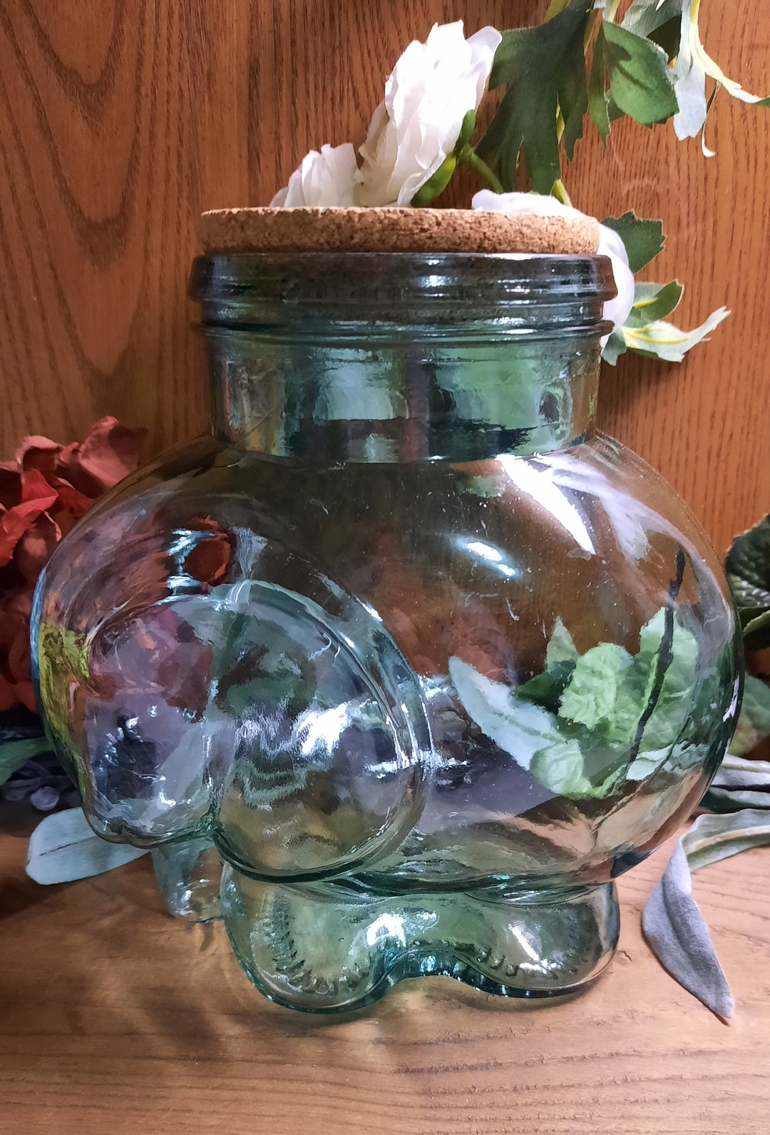 Vintage Glass Elephant Jar Etsy