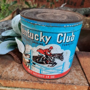 Vintage Kentucky Club Tobacco Tin, Equestrian Decor