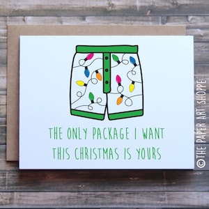 Funny Christmas Card, Funny Christmas card for Boyfriend, Funny Christmas card for Husband, The only package I want this Christmas is yours image 1