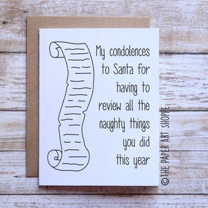 Funny Christmas card, Funny Christmas card for Friend, Naughty List for Christmas, Christmas Card for husband, Christmas Card for wife image 1