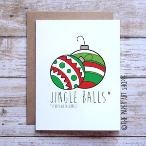 Jingle Balls, Jingle Bells, Auto Correct, Funny Holiday card, Funny Christmas Card, Merry Christmas Card image 1