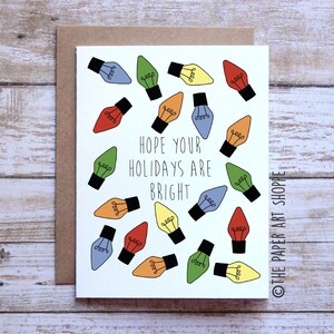 Holiday Card, Christmas Card, Merry and Bright, Christmas lights, Hope your holiday is bright image 1