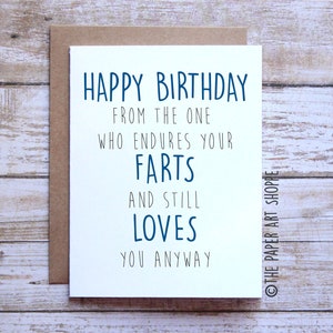 Funny birthday card, happy birthday card, fart card, Card from girlfriend, card from boyfriend, card from wife, card from husband