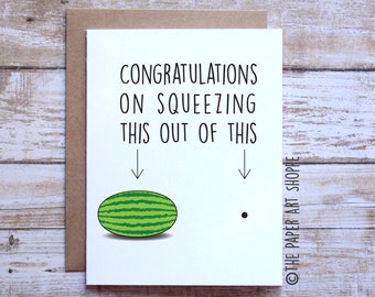 Funny baby card, congratulations baby, watermelon baby, funny pregnancy card, funny expecting card, mom to be card, new mom card