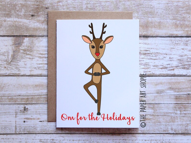 Funny Christmas card Om for the holidays yoga Christmas Etsy