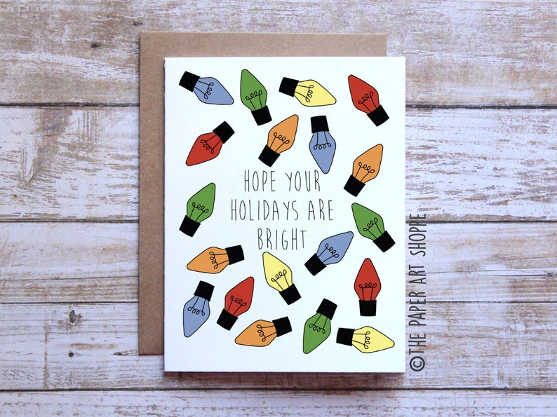 Holiday Card, Christmas Card, Merry and Bright, Christmas lights, Hope your holiday is bright image 1