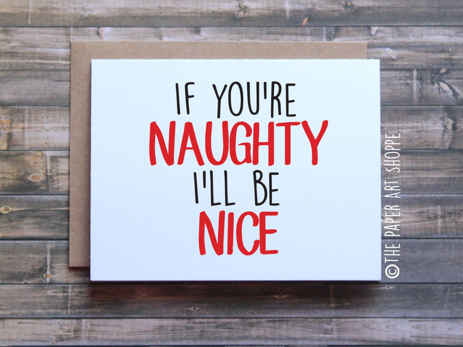 Christmas Card If you're naughty I'll be nice | Etsy