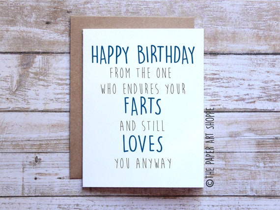 Funny birthday card, happy birthday card, fart card, Card from girlfriend, card from boyfriend, card from wife, card from husband