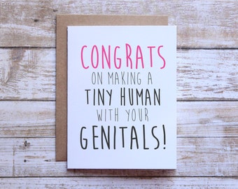 Funny baby shower card, Tiny human, funny pregnancy card, mom to be, expecting baby, funny expecting card