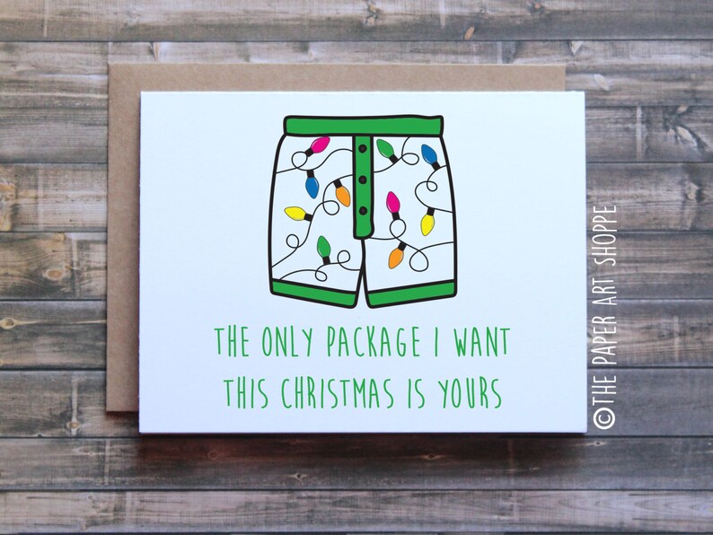 Funny Christmas Card, Funny Christmas card for Boyfriend, Funny Christmas card for Husband, The only package I want this Christmas is yours image 1