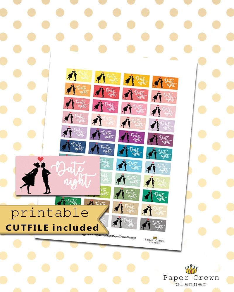 DATE NIGHT Printable Planner Stickers For Use With Erin Etsy