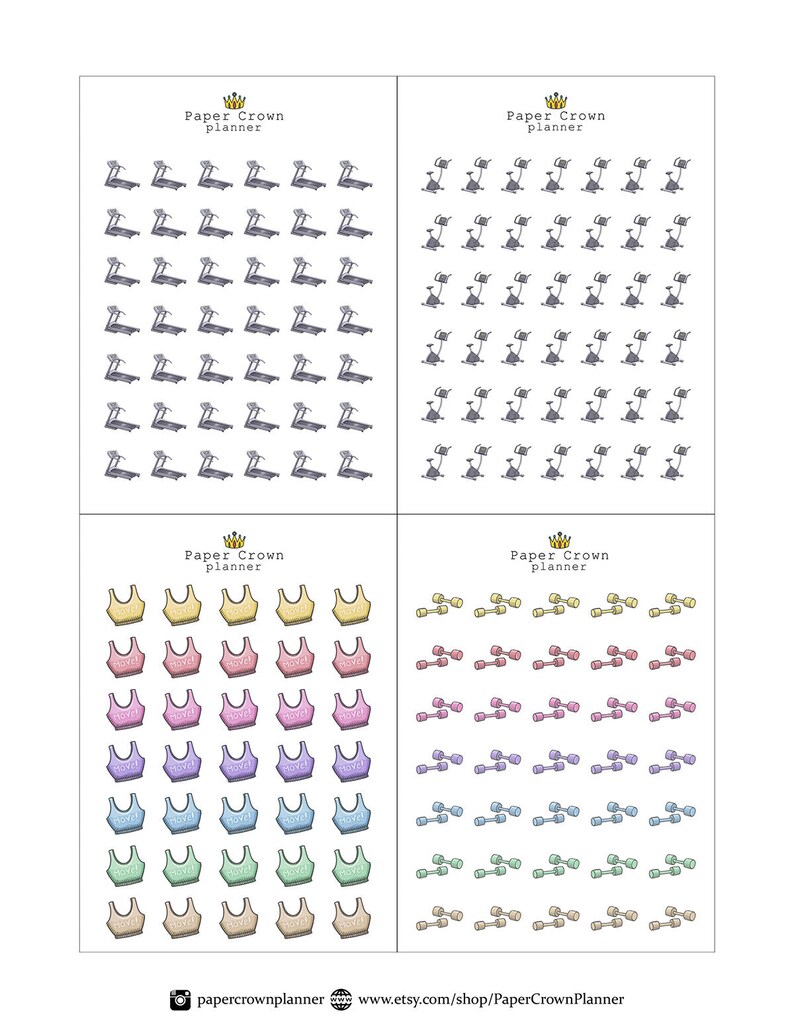 Download FITNESS/WORKOUT ICONS Printable Planner Stickers for Erin ...