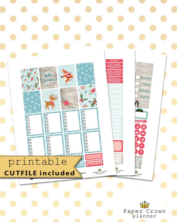 Planificador semanal Kit de noches de invierno Vertical Adhesivos para Erin Condren planificador de la vida