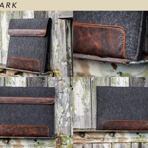 Filztasche für Microsoft Surface. Tasche für Surface Pro und Go mit Stifthalter, Taschen und Leder-Details. 7 Farben zur Auswahl. 4. Dark
