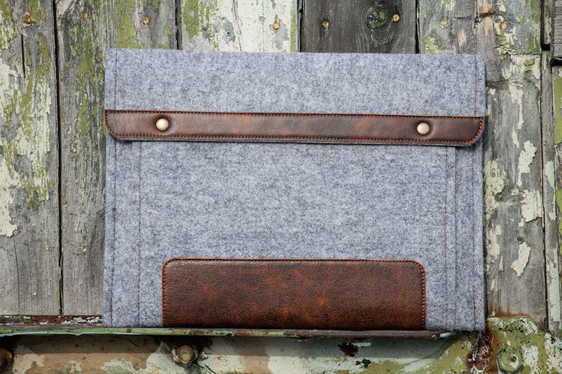 Grey Felt Microsoft Surface pro 9 case. surface laptop 5 case. surface go 3 case. Surface Book 3 case 13.5 15. Surface Laptop Studio case image 2