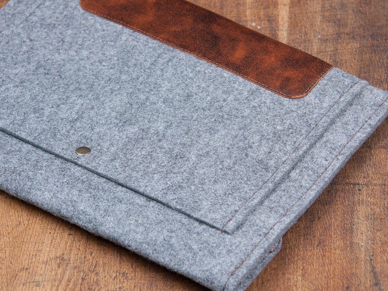 Grey Felt Microsoft Surface pro 9 case. surface laptop 5 case. surface go 3 case. Surface Book 3 case 13.5 15. Surface Laptop Studio case image 4