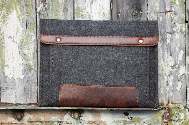 macbook cover 12 Dark Felt and leather MacBook Case 12 inch with extra pocket macbook case 12 inch mac 13 air case 2018 macbook 12 cover