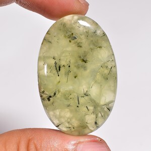 Natuurlijke prehniet ovale cabochon losse edelsteen voor het maken van sieraden 60,5 kt. 39 x 25 x 6 mm ST-37 gratis en expresverzending