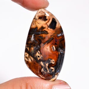 Natuurlijke stokagaat mooie vorm cabochon losse edelsteen voor het maken van sieraden 44 kt. 40 x 23 x 6 mm ST-42 gratis en expresverzending