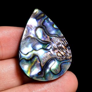 Natuurlijke abaloneschelp peervorm cabochon losse edelsteen voor het maken van sieraden 49,5 kt. 35 x 25 x 7 mm ST-22 gratis en expresverzending