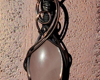 Rose Quartz Pendant set in Copper