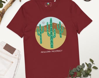 Camiseta orgânica unissex com gola canelada Arizona Moonset