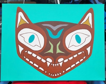 Cat - Acrylic painting on stretched canvas