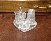Crystal pepper and salt set, French cruet, cruet set, pepper and salt shakers, mustard set, mustard cruet, French pepper and salt cruet