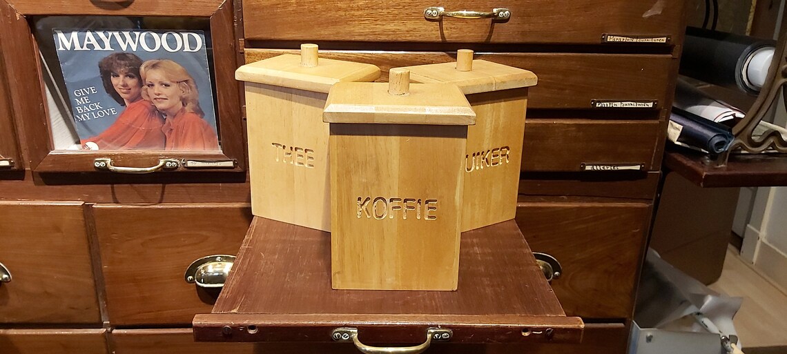 Kaffee und Teeaufbewahrungsboxen Holzaufbewahrung Teecaddy | Etsy