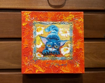 Tatyana Murova schilderij: blauwe kat