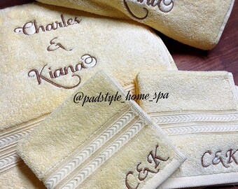Embroidered Cotton Towels – Bath, Hand, Washcloth Sets,Personalized
