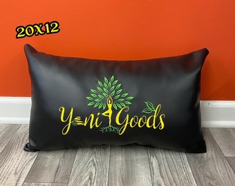 Embroidered “V-Steam“  Pillows| Stuffed Pillow w/ logo or name| embroidered Pillows| Personalized Pillows| faux leather| 20x12 or 16x16