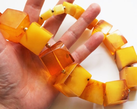 211g. Huge Necklace Natural Baltic Amber, Genuine Butterscotch Amber, NOT Pressed, Antique Amber