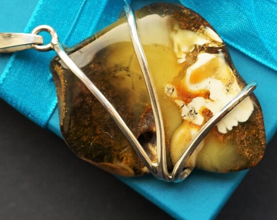 15,8g Baltic Amber Pendant, Sterling Silver Baltic Amber Pendant, Natural Amber Pendant