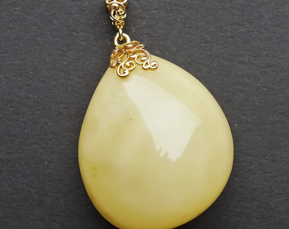 12.2g Natural White Baltic Amber Pendant, Genuine, Untreated Amber, Not Modified Amber