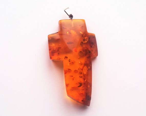 Handmade Baltic Amber Pendant Cross 14g