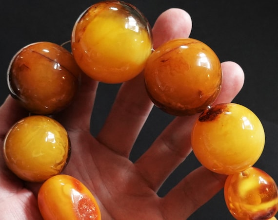 174g. NOT MODIFIED! Huge Natural Baltic Amber Bead Necklace, Butterscotch Amber Necklace, Chunky Amber Beads, Antique Amber Colour