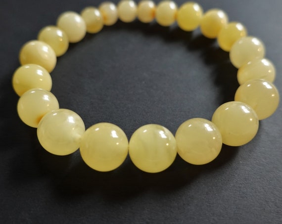 10,1g.White/Yellow Baltic Amber Bracelet, Genuine Amber Bracelet, Beaded Bracelet, Untreated Amber, Organic, Natural
