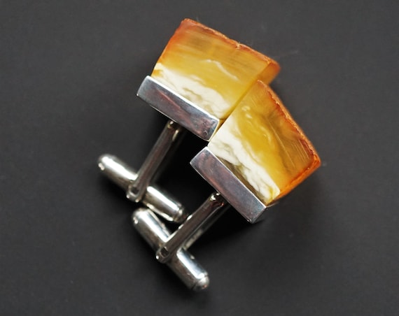 15.2g Amber Cufflinks, Natural Amber Cuff Links