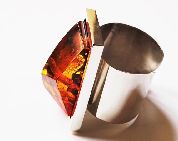 126,6g. Natural Baltic Amber Bracelet, Genuine Amber Bracelet, Huge Amber Bracelet, Unique Gift , Cognac Amber, Modern Design Bracelet